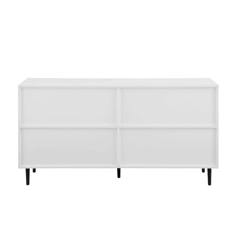 Buffet de 147 cm de style Mid-Century Modern avec 4 portes bookmatch et pieds fuselés