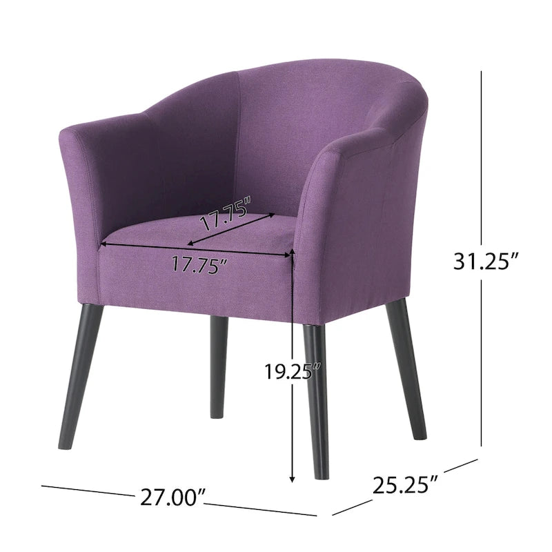 Fauteuil d'appoint rembourré avec pieds en bois de bouleau