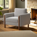 Fauteuil d'appoint surdimensionné en velours Teddy avec accoudoirs incurvés et pieds en noyer