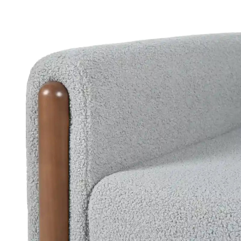 Fauteuil d'appoint surdimensionné en velours Teddy avec accoudoirs incurvés et pieds en noyer