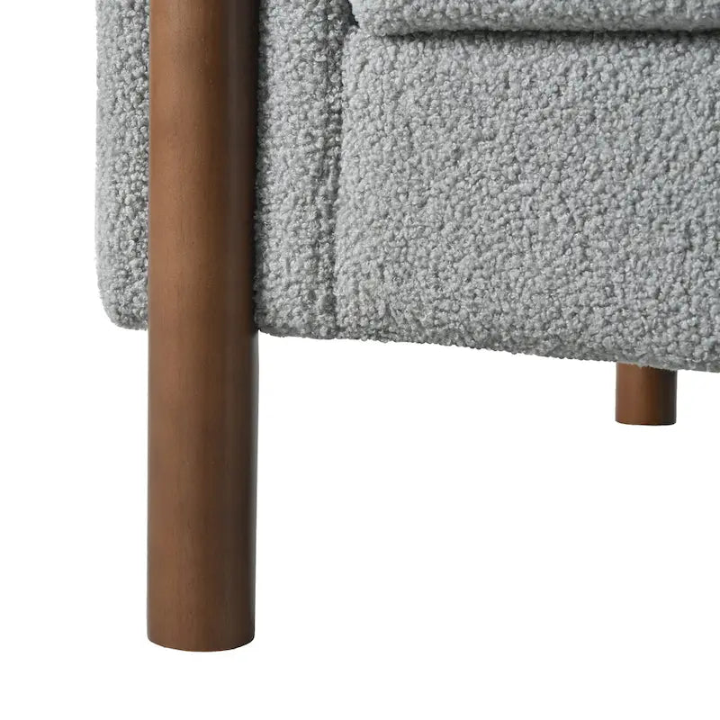 Fauteuil d'appoint surdimensionné en velours Teddy avec accoudoirs incurvés et pieds en noyer