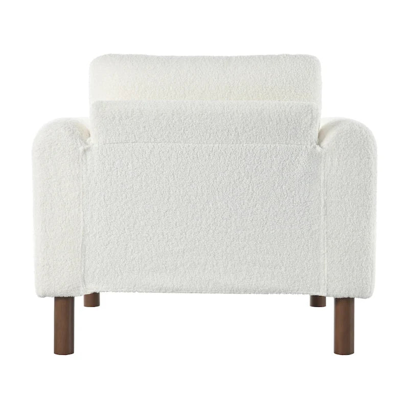 Fauteuil d'appoint surdimensionné en velours Teddy avec accoudoirs incurvés et pieds en noyer