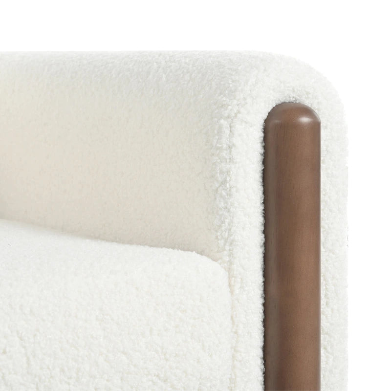 Fauteuil d'appoint surdimensionné en velours Teddy avec accoudoirs incurvés et pieds en noyer
