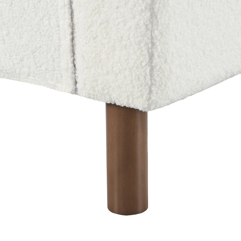 Fauteuil d'appoint surdimensionné en velours Teddy avec accoudoirs incurvés et pieds en noyer