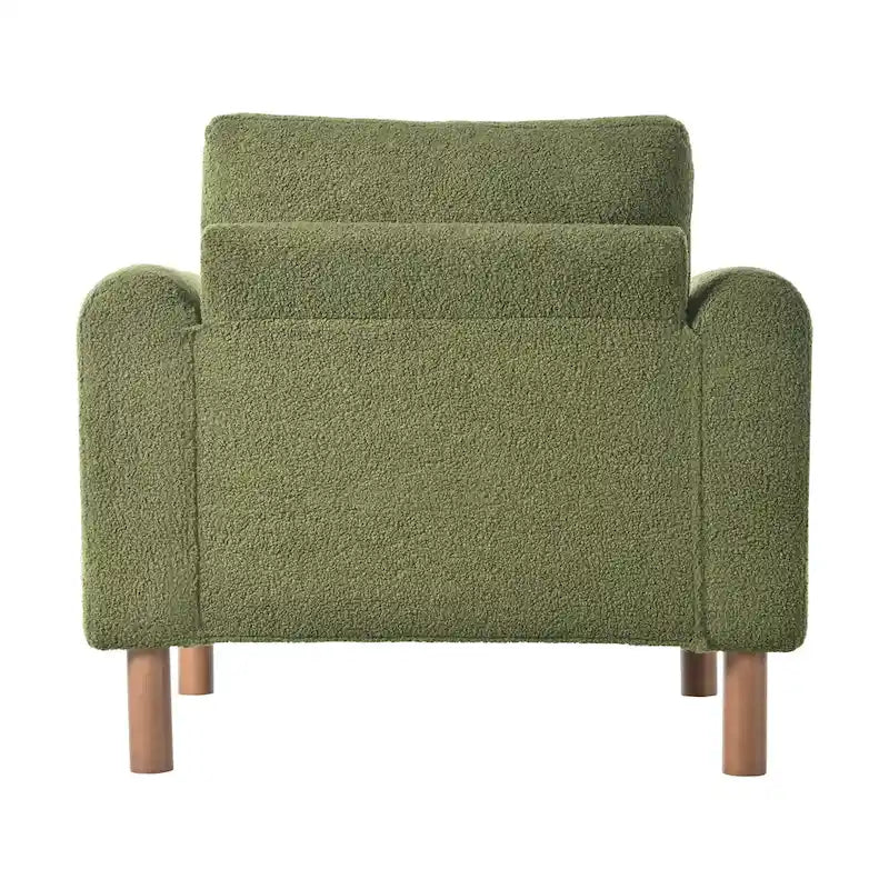 Fauteuil d'appoint surdimensionné en velours Teddy avec accoudoirs incurvés et pieds en noyer