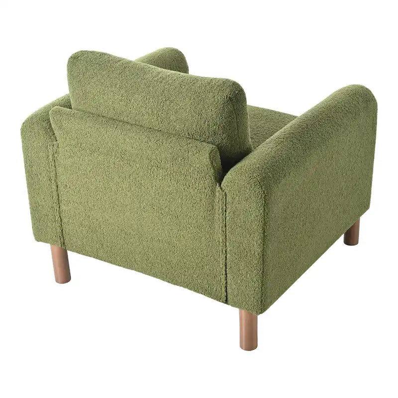 Fauteuil d'appoint surdimensionné en velours Teddy avec accoudoirs incurvés et pieds en noyer