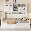 Lit de repos hydraulique avec tête de lit bibliothèque et armoire