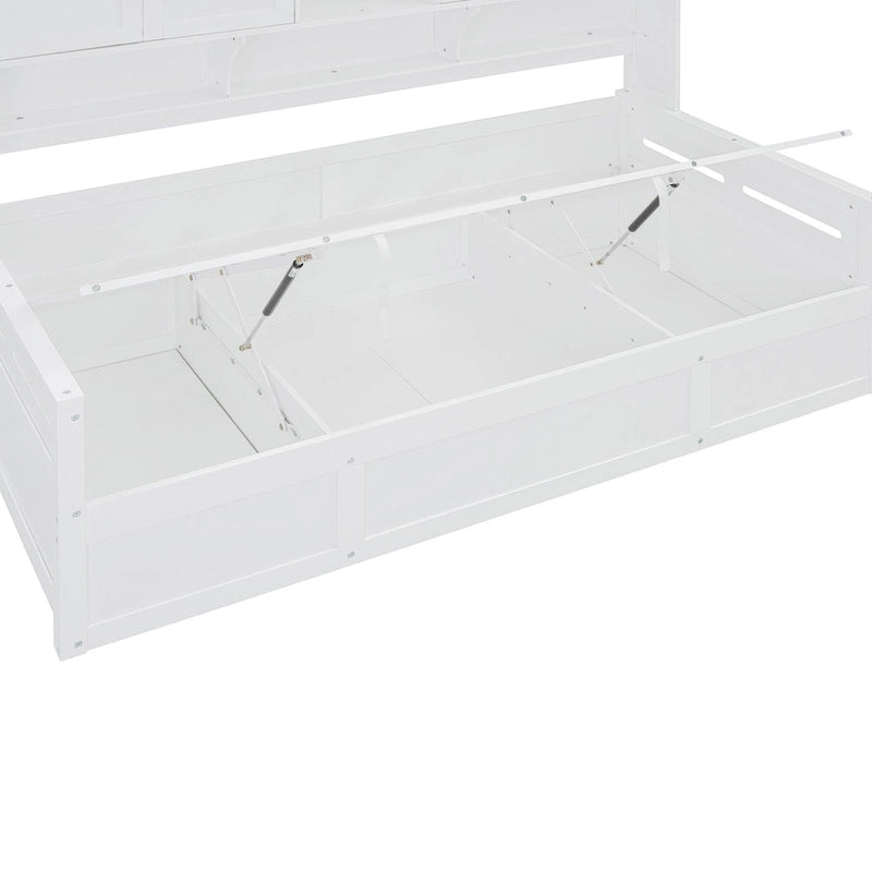 Lit de repos hydraulique avec tête de lit bibliothèque et armoire