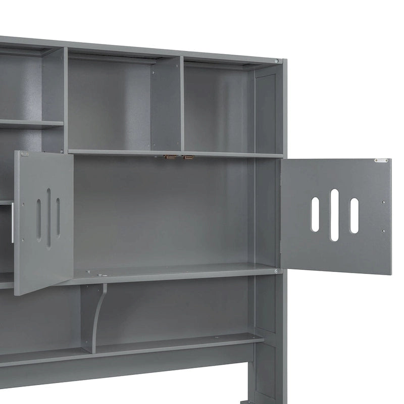 Lit de repos hydraulique avec tête de lit bibliothèque et armoire