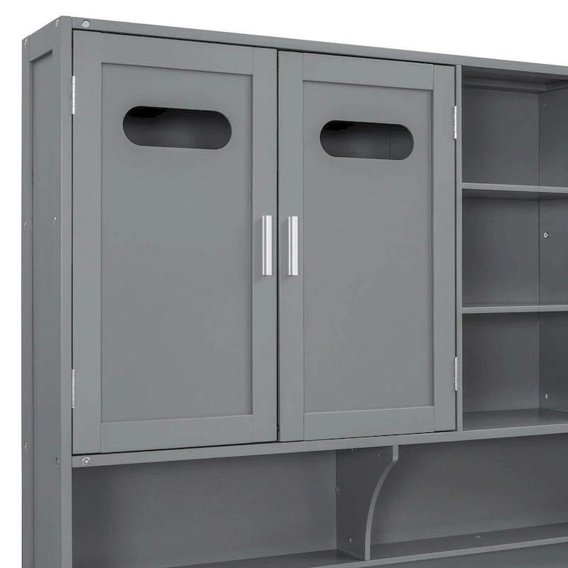 Lit de repos hydraulique avec tête de lit bibliothèque et armoire