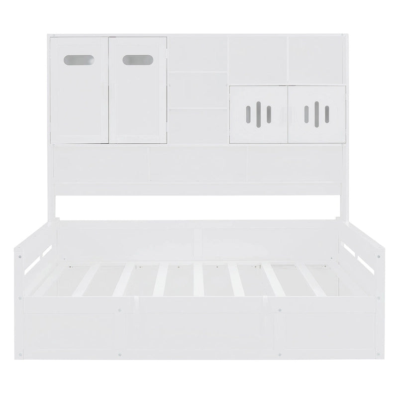 Lit de repos hydraulique avec tête de lit bibliothèque et armoire