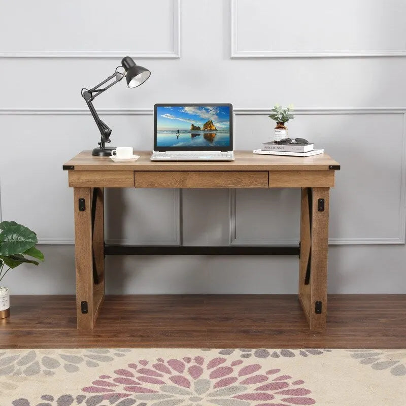 Bureau avec pieds en X et tiroir intégré