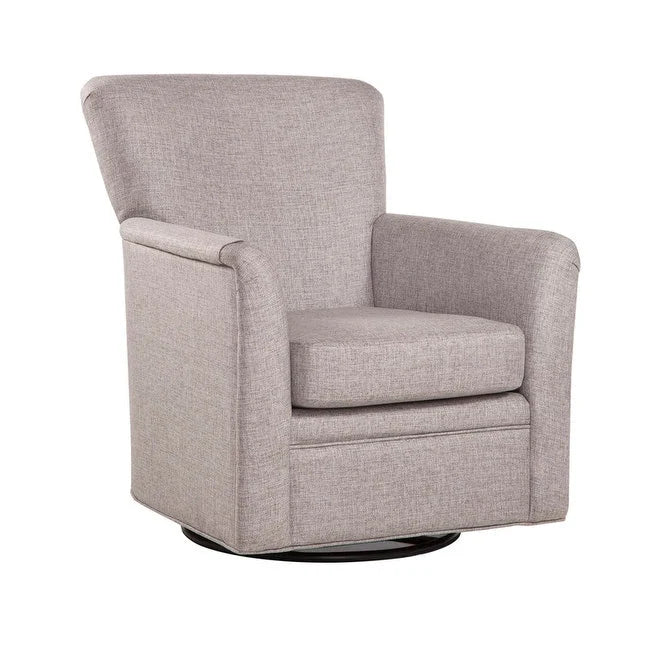 Fauteuil berçant pivotant à 360° avec base ronde en métal et assise rembourrée