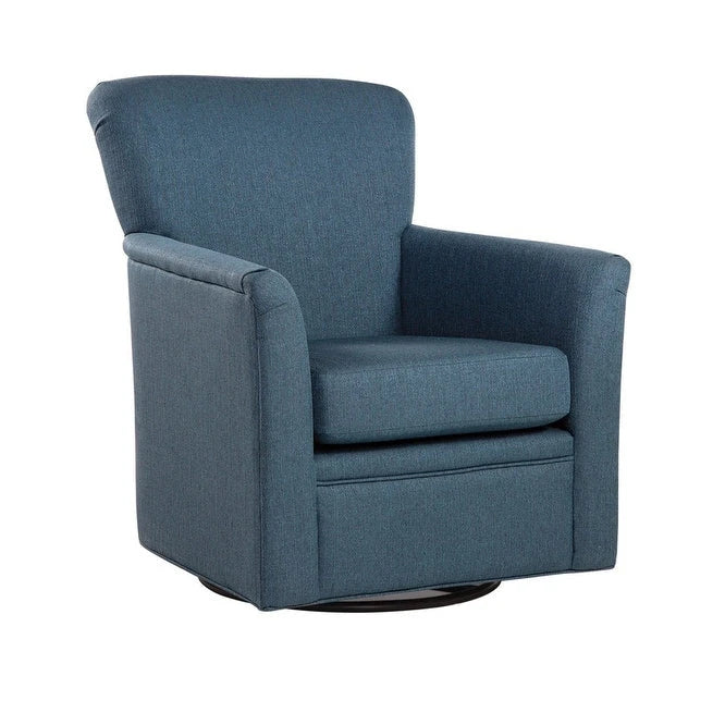 Fauteuil berçant pivotant à 360° avec base ronde en métal et assise rembourrée