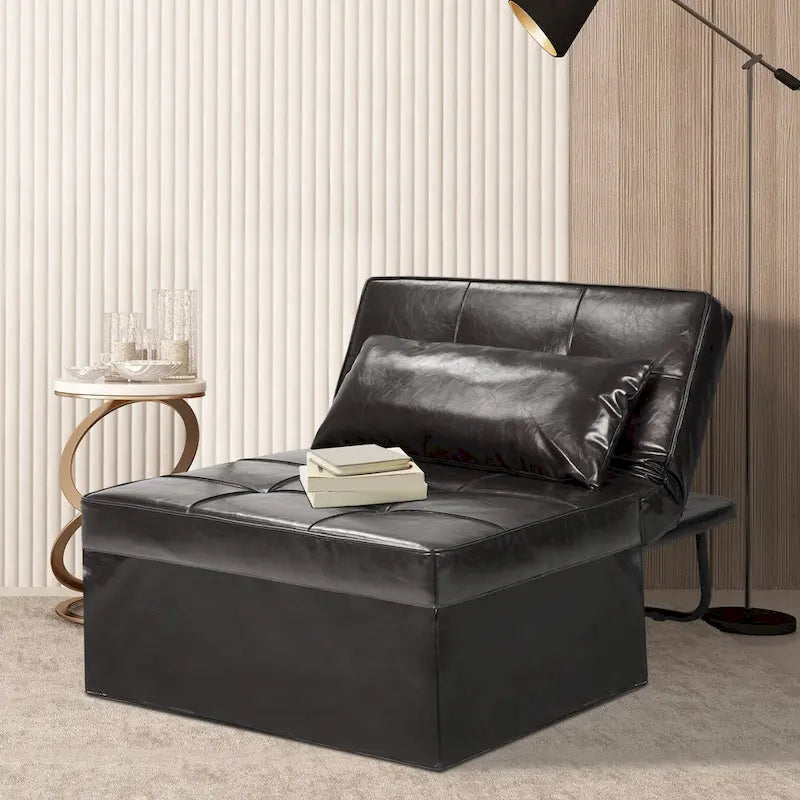 Canapé-lit réglable 4-en-1 avec pouf et revêtement en lin