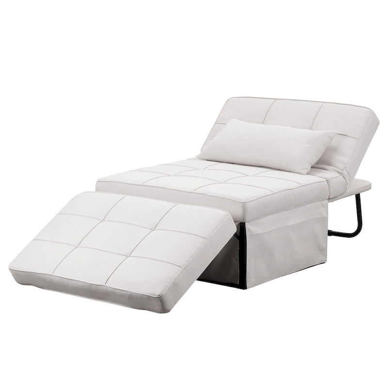 Canapé-lit réglable 4-en-1 avec pouf et revêtement en lin