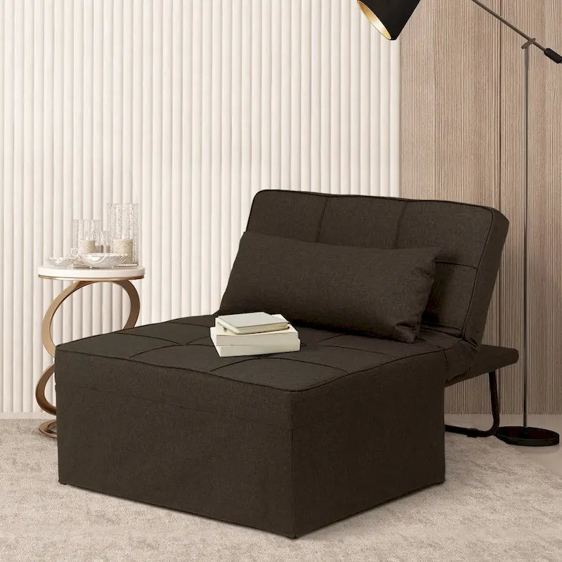 Canapé-lit réglable 4-en-1 avec pouf et revêtement en lin