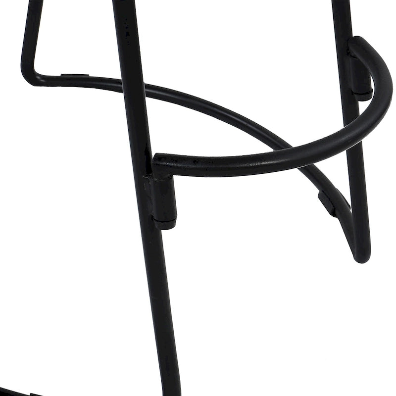 Tabouret de bar sans dossier de 24 pouces avec assise en bois de manguier et piètement en fer noir