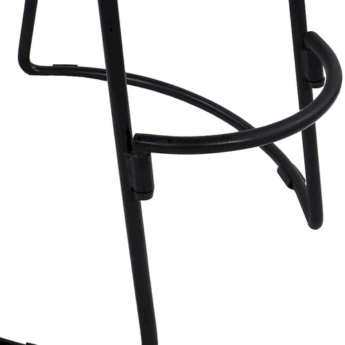 Tabouret de bar sans dossier de 24 pouces avec assise en bois de manguier et piètement en fer noir