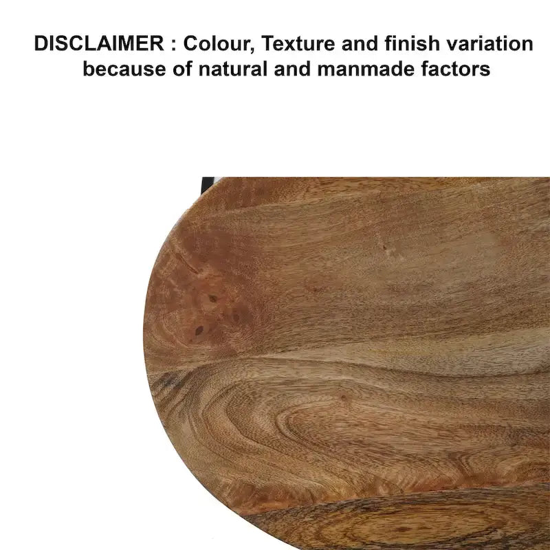 Tabouret de bar sans dossier de 24 pouces avec assise en bois de manguier et piètement en fer noir