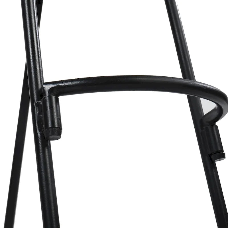 Tabouret de bar sans dossier de 24 pouces avec assise en bois de manguier et piètement en fer noir