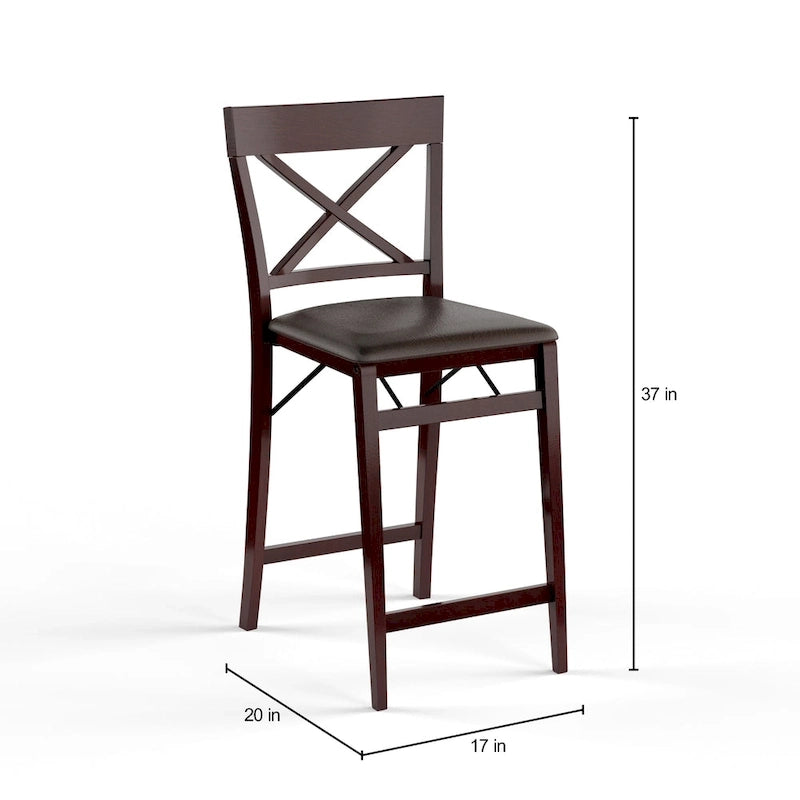 Tabouret de comptoir pliant avec dossier en X