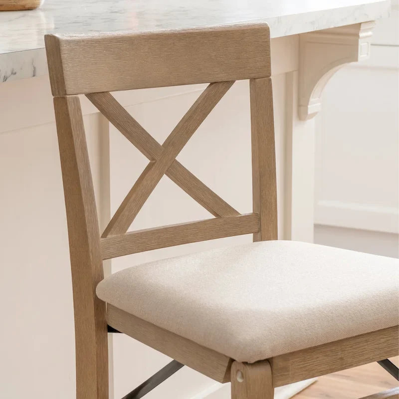 Tabouret de comptoir pliant avec dossier en X