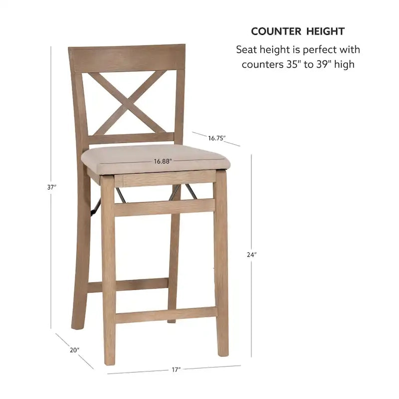 Tabouret de comptoir pliant avec dossier en X
