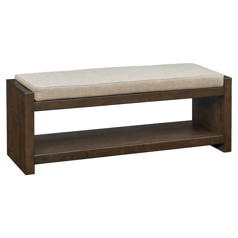 Banc de rangement avec étagère inférieure et coussin amovible