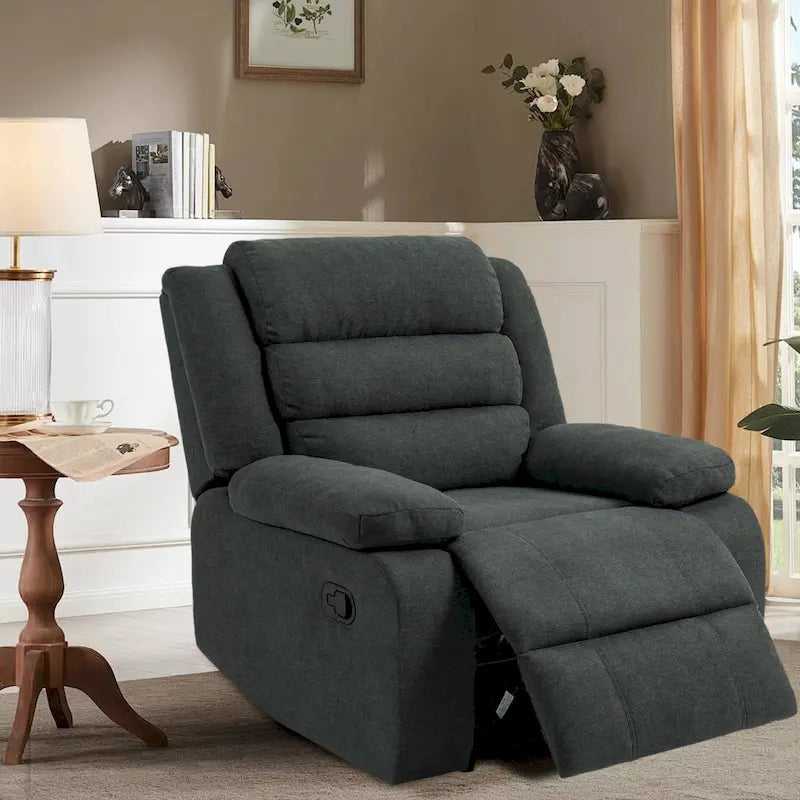Fauteuil inclinable manuel avec repose-pieds et dossier haut en coton