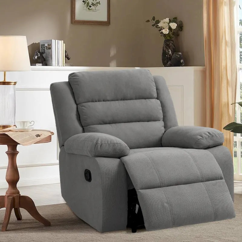 Fauteuil inclinable manuel avec repose-pieds et dossier haut en coton