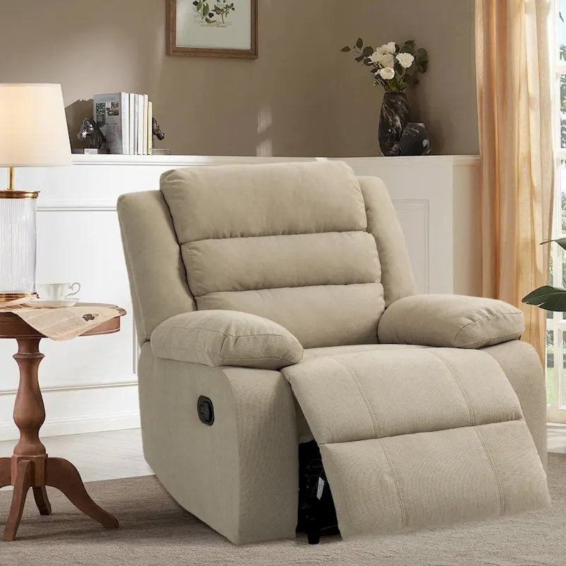 Fauteuil inclinable manuel avec repose-pieds et dossier haut en coton