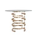 Table de salle à manger ronde à hauteur de comptoir avec plateau en verre et base Vortex
