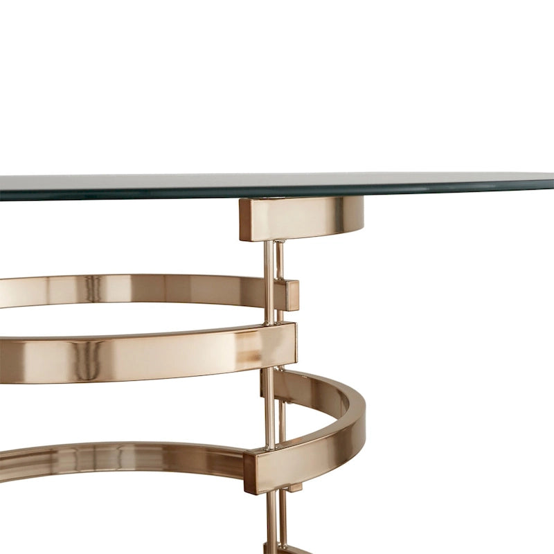 Table de salle à manger ronde à hauteur de comptoir avec plateau en verre et base Vortex