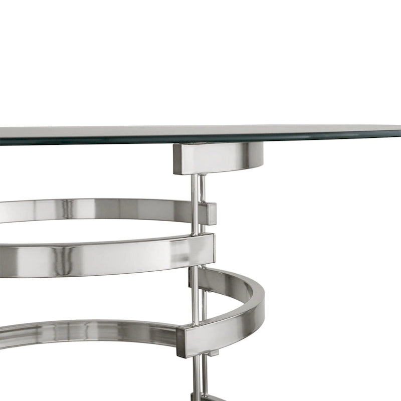 Table de salle à manger ronde à hauteur de comptoir avec plateau en verre et base Vortex