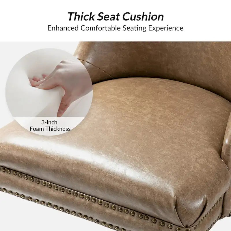 Fauteuil de bureau pivotant en similicuir avec clous décoratifs et réglage en hauteur