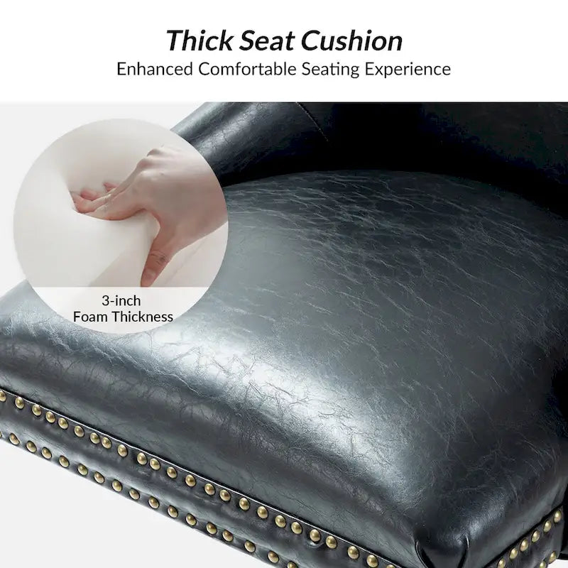 Fauteuil de bureau pivotant en similicuir avec clous décoratifs et réglage en hauteur
