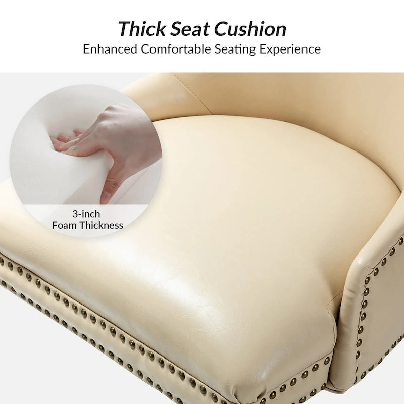Fauteuil de bureau pivotant en similicuir avec clous décoratifs et réglage en hauteur