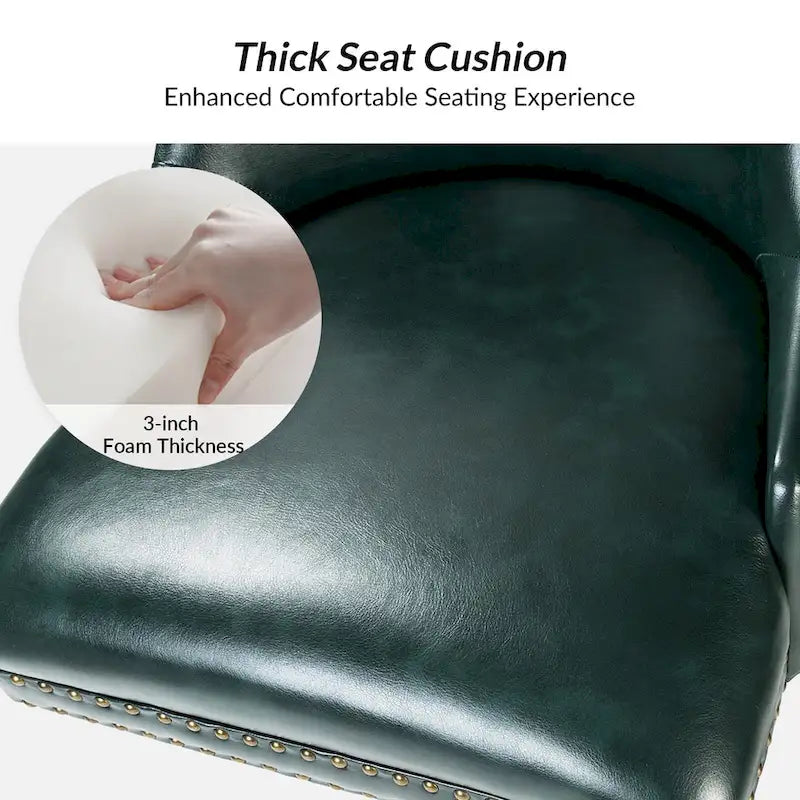Fauteuil de bureau pivotant en similicuir avec clous décoratifs et réglage en hauteur