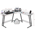 Bureau d'angle en L de gaming et de bureau avec support d'écran