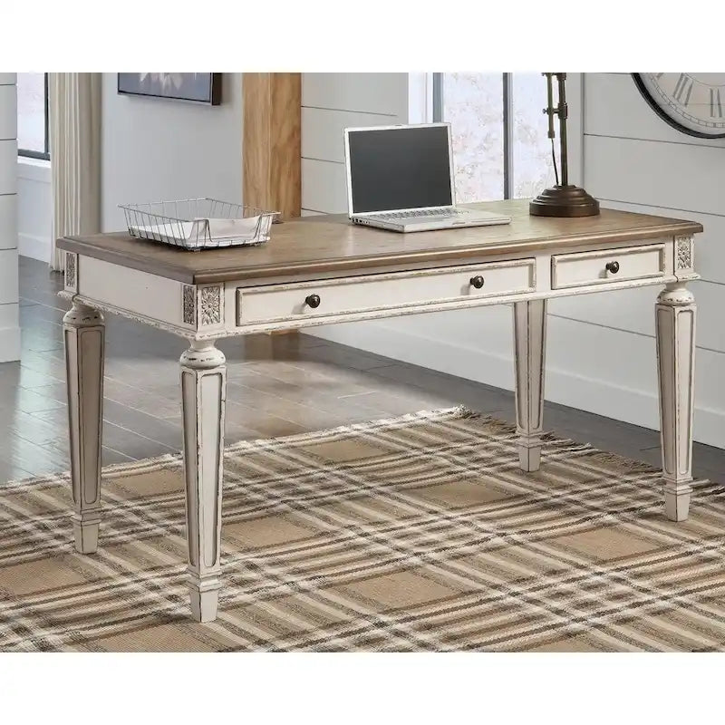 Signature Design by Ashley Realyn Ivory and Brown Wood Office Desk