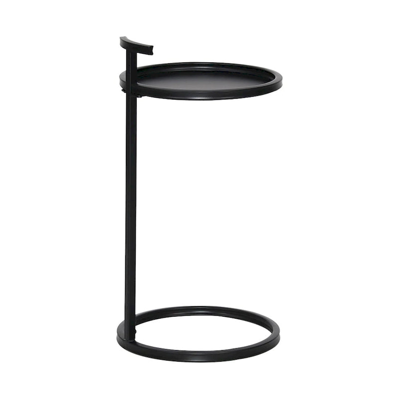 Table d'appoint en métal, forme en C, avec poignée