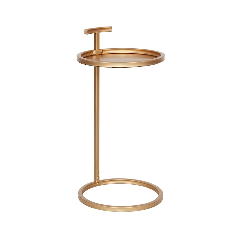 Table d'appoint en métal, forme en C, avec poignée