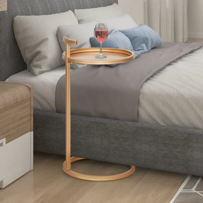 Table d'appoint en métal, forme en C, avec poignée