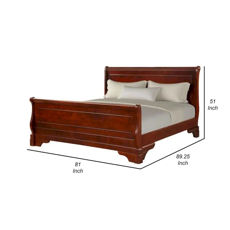 Lit traîneau King Size avec tête et pied de lit à panneaux encastrés