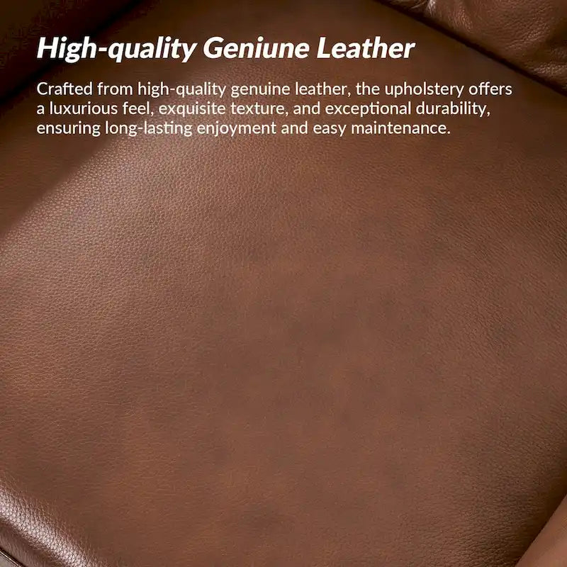 Fauteuil d'appoint en cuir véritable capitonné à dossier haut avec clous décoratifs et pieds en bois