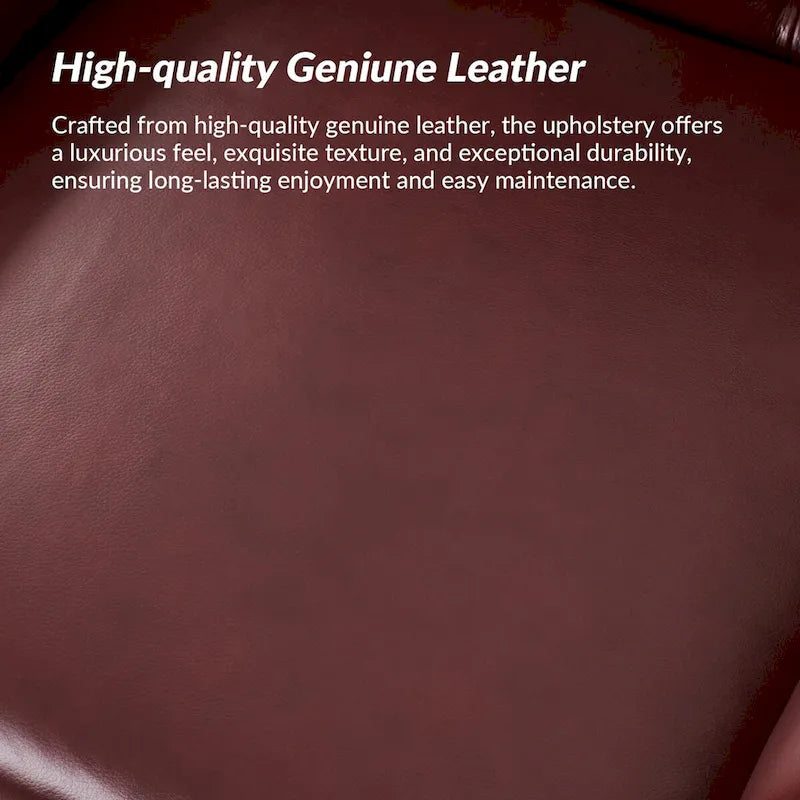 Fauteuil d'appoint en cuir véritable capitonné à dossier haut avec clous décoratifs et pieds en bois