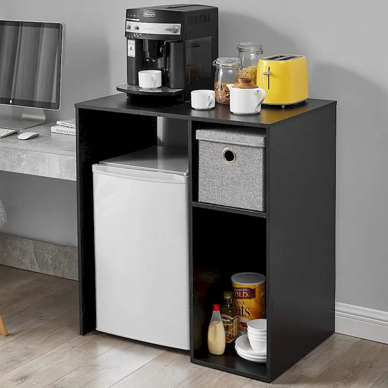 Station de Rangement pour Mini-Frigo avec Casiers Latéraux et Surface Supérieure