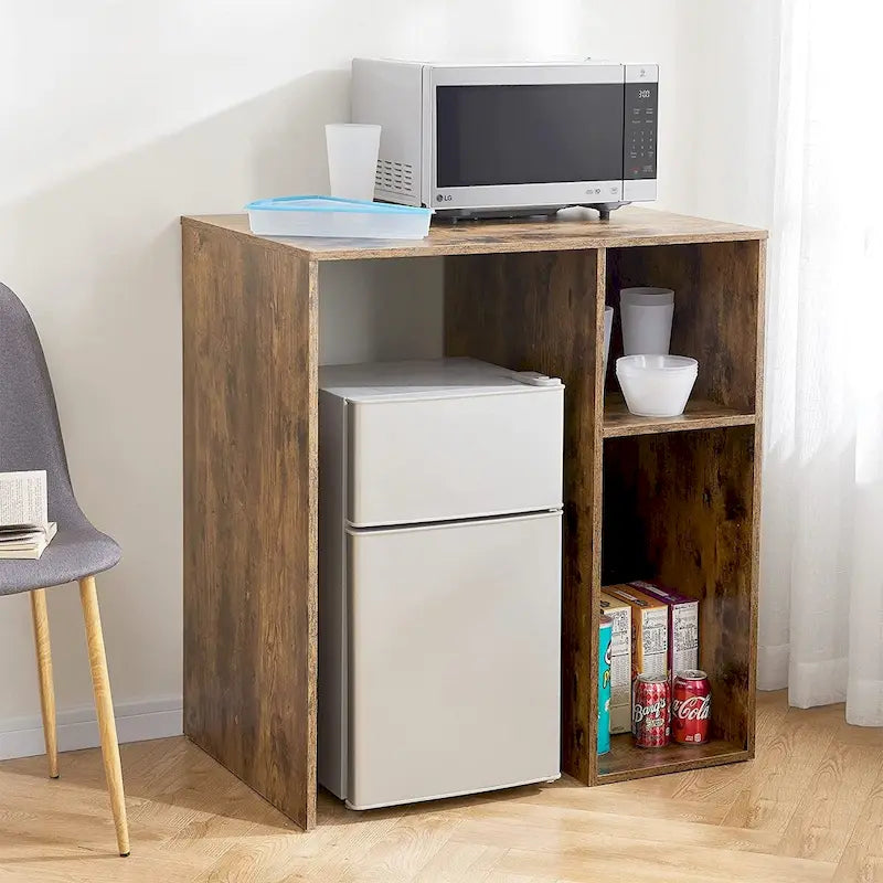 Station de Rangement pour Mini-Frigo avec Casiers Latéraux et Surface Supérieure
