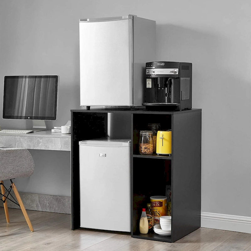 Station de Rangement pour Mini-Frigo avec Casiers Latéraux et Surface Supérieure